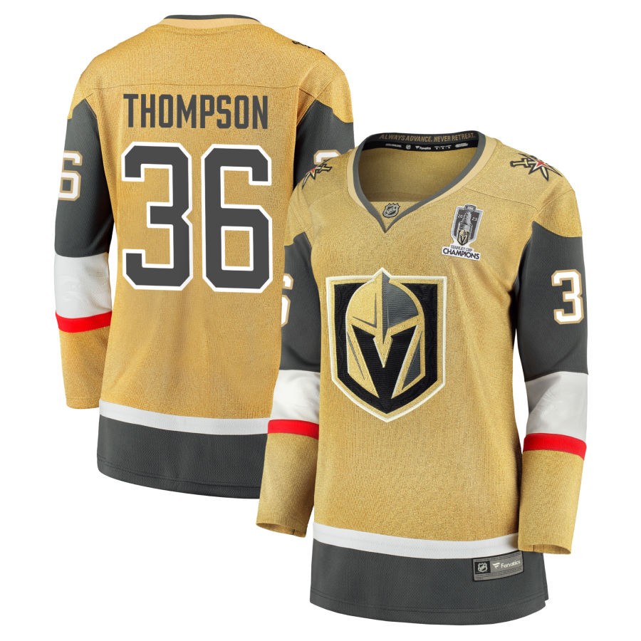 Logan Thompson  Vegas Golden Knights Fanatics Branded Women's 2023 Stanley Cup Champions Home Breakaway Jersey - Gold