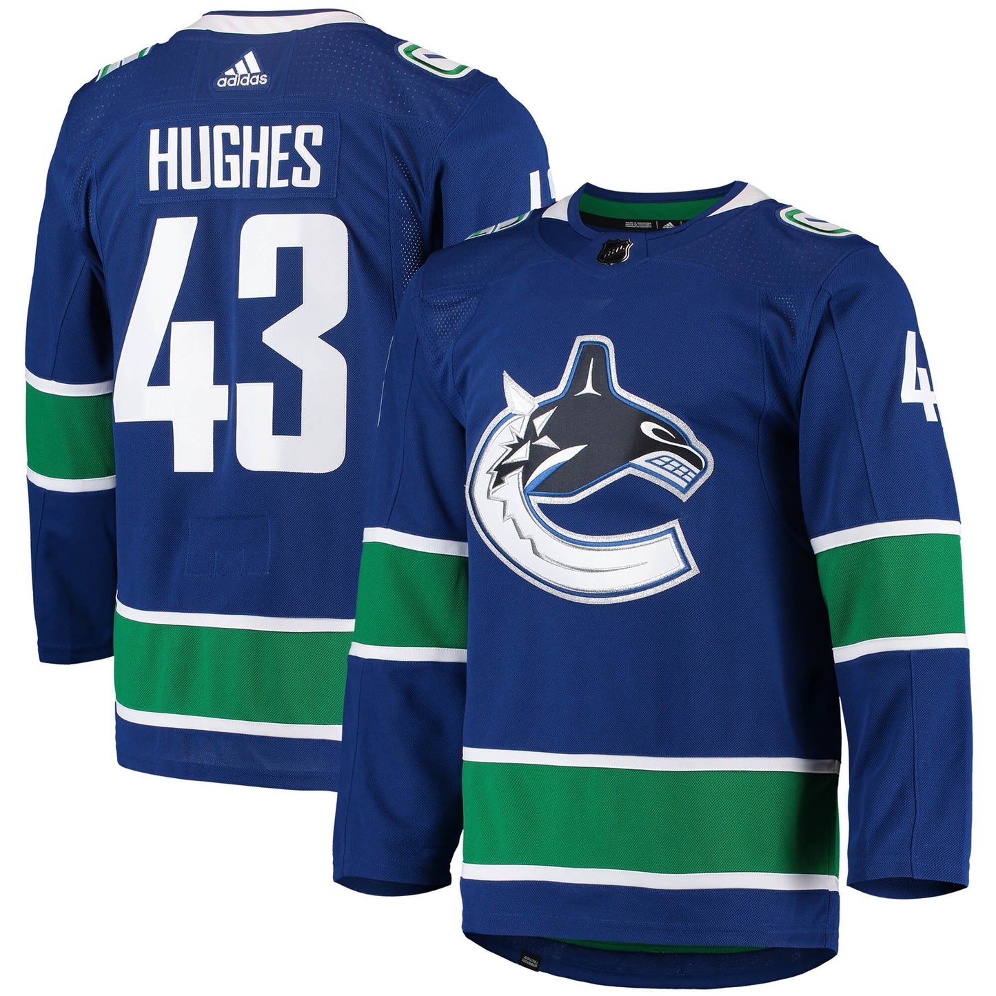 Quinn Hughes Vancouver Canucks adidas Home Authentic Pro Player Jersey - Blue